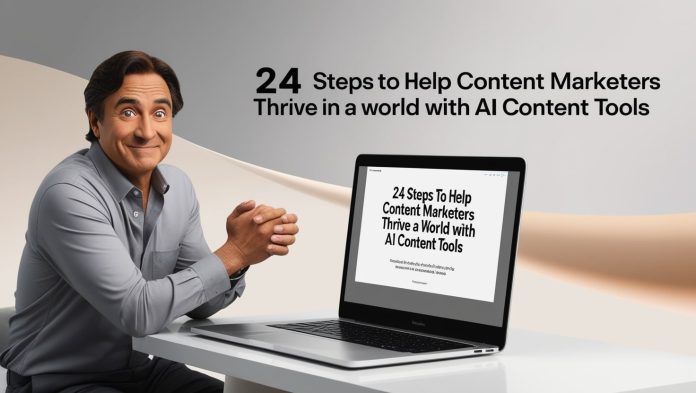 What are the six key steps content marketers should follow to effectively use AI content tools in their strategy? How can content marketers balance AI-generated content with maintaining a unique brand voice? What role does data analysis play in helping content marketers thrive with AI content tools? How can content marketers leverage AI tools to enhance content personalization and audience engagement? What are the best practices for integrating AI content tools into a content marketing workflow? How can content marketers ensure quality and originality when using AI-generated content? What challenges do content marketers face when adopting AI tools, and how can they overcome them? How does AI content automation impact the scalability and efficiency of content marketing efforts? What are the ethical considerations content marketers should be aware of when using AI content tools? How can content marketers measure the effectiveness of their strategies when incorporating AI tools?